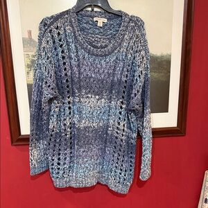 Coldwater Creek Blue and Gray Sweater